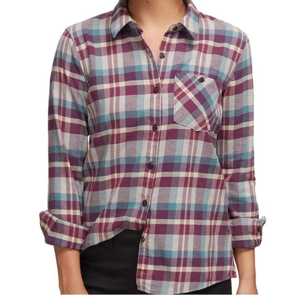 Patagonia Womens Shirt Plaid Organic Cotton Button Down Purple Flannel